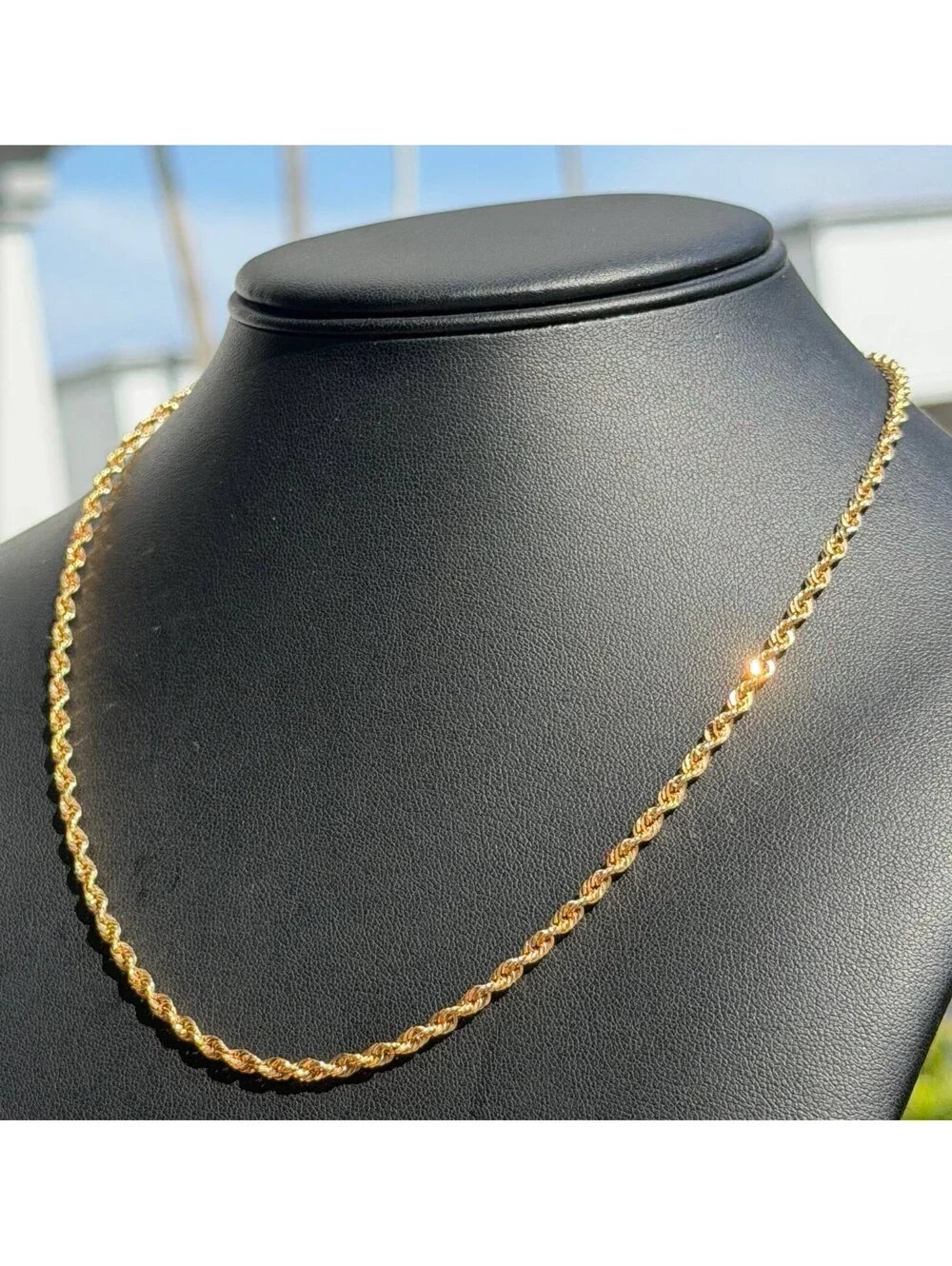 Jewelry 10k hollow yellow gold Rope necklace chain 18.00